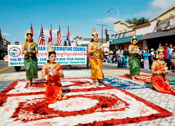 The Cambodian Coordinating Council  kicks off the in ADVERTISEMENT 2010 Cambodian New Year Parade procession following a blessing by Buddhist monks.